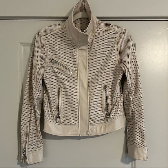 BLANK NYC Perforated Moto Cream Faux Leather Jacket - Picture 4 of 5